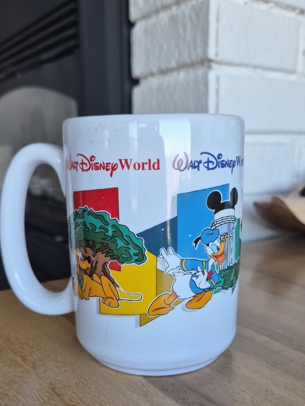 Disney White Mickey & Donald World Graphic Ceramic Mug
